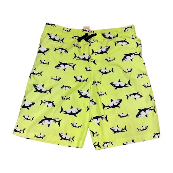 Wonder Nation Swim Trunks Neon Yellow-Green W Sharks Inner Briefs Size L - Picture 1 of 3